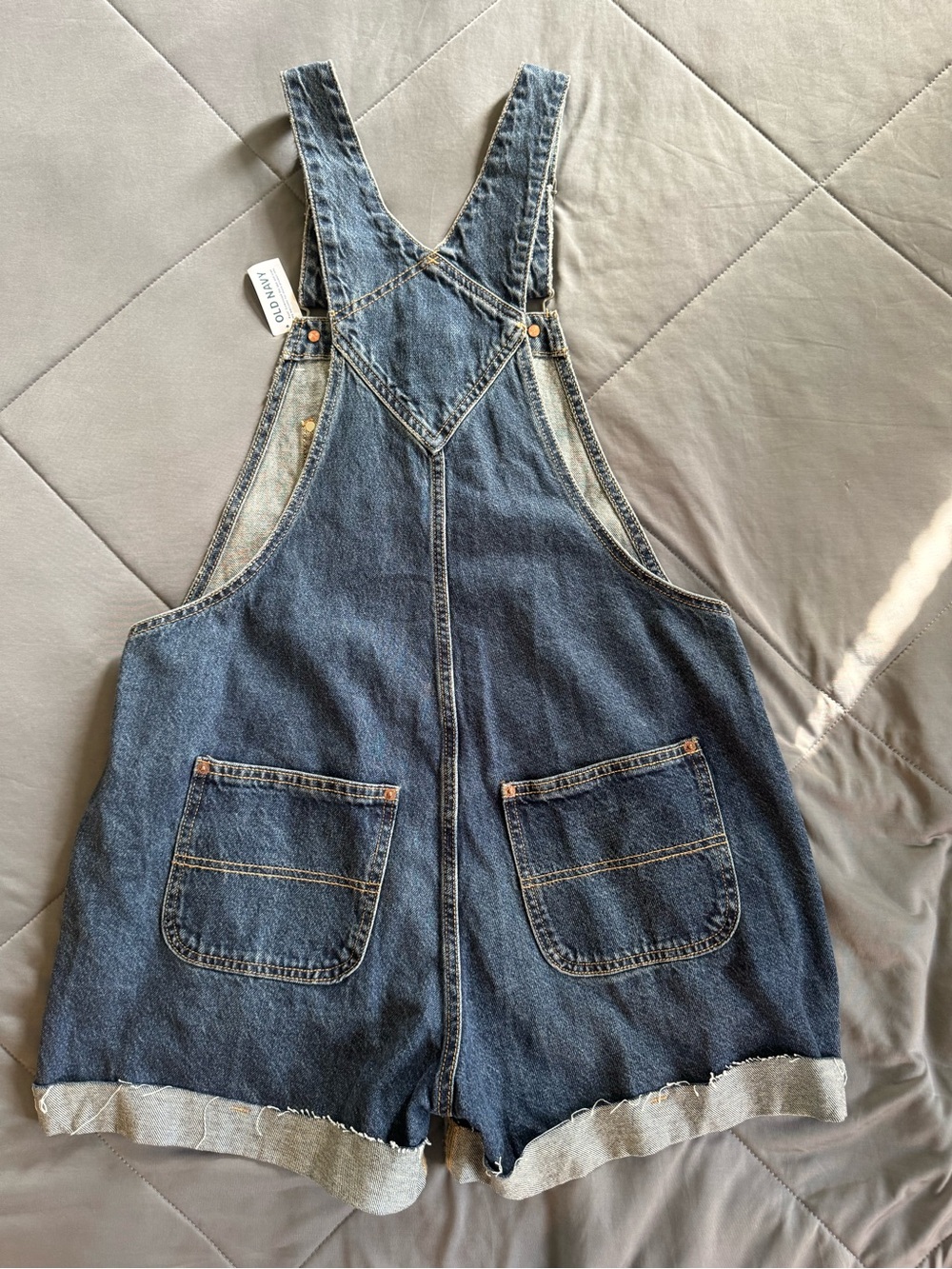 Old Navy Blue Denim Short Overalls - Picture 2 of 5